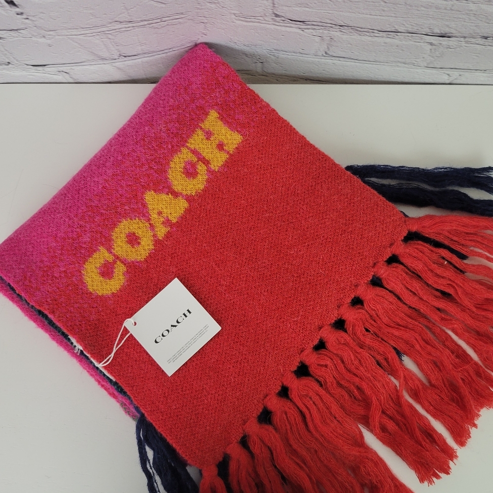 NWT COACH Wool / Alpaca Blend Color Block Knit Scarf